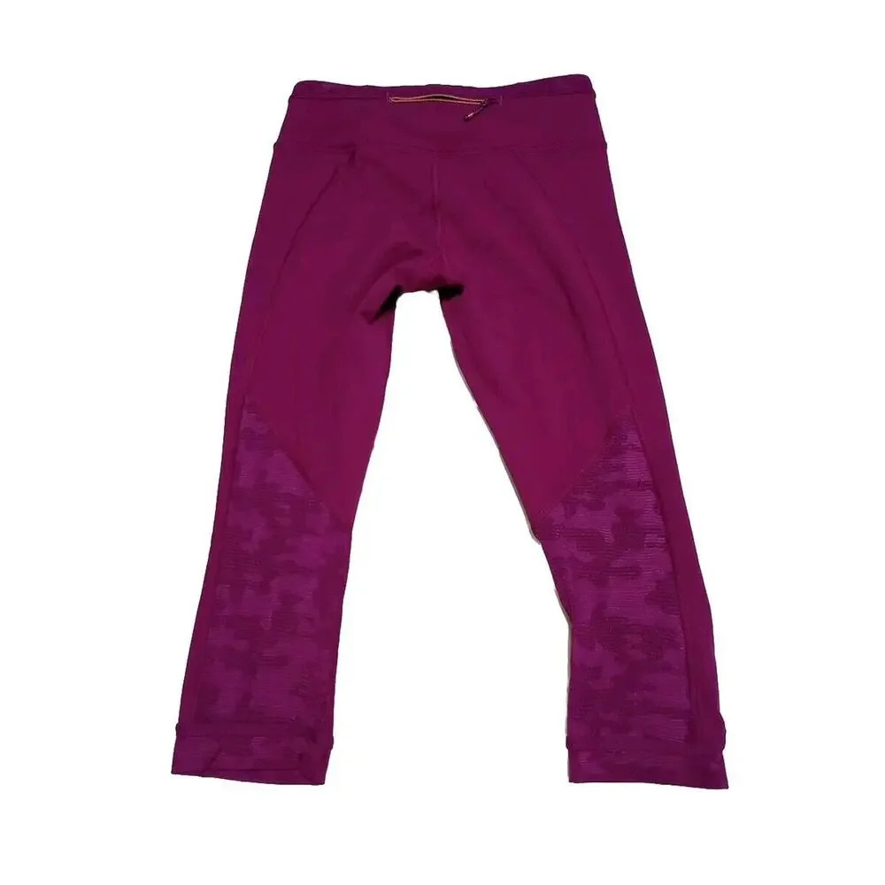 Lululemon Run For Days Womens Sz 4 Regal Crop‎ Pants Plum Gym Yoga Leggings Camo